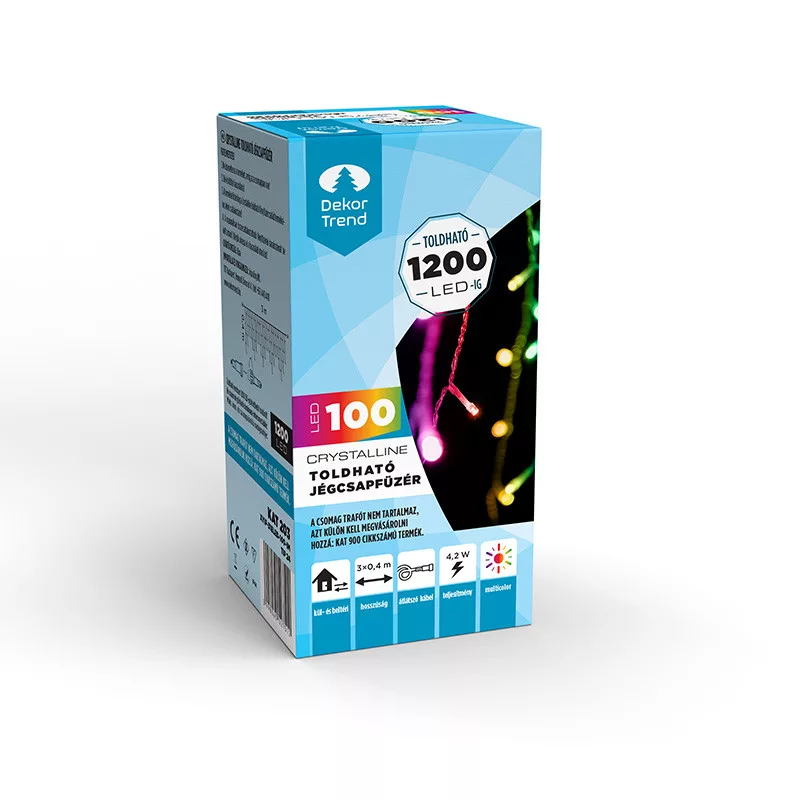 Crystalline toldhat� LED j�gcsapf�z�r, 300 x 40 cm, 100 db MULTI LED, �tl�tsz� k�bel, K�l- �s belt�r